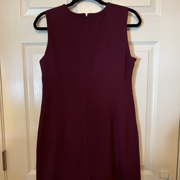 Lands End Dress Womens Sz 10 Ponte Knit Sleeveless Back Zip Sheath BURGUNDY WINE - Picture 1 of 5